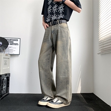 美式复古水洗做旧破洞牛仔裤潮流宽松休闲百搭直筒裤，男装牛仔裤，星座410-6（原星座1304-1）