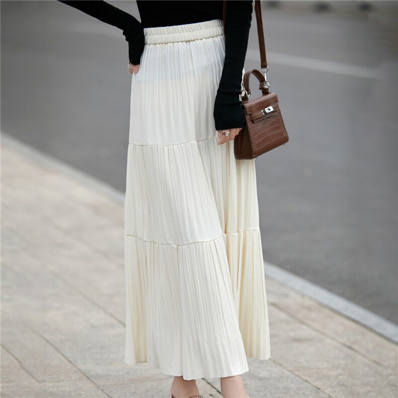 2025年秋季A型中腰百搭时尚百搭休闲长款半身裙，女装半身裙，朝贺羊绒