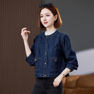 短款牛仔外套女春秋薄款2024新款小个子休闲韩版宽松早秋长袖衬衫图片