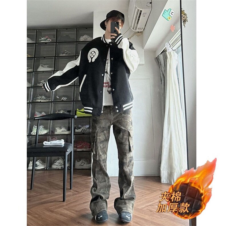 2025秋冬新款十字架刺绣贴皮棒球服潮，女装职业装，星座1210-1