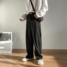 坠感直筒小西裤男士免烫抗皱复古休闲立体阔腿长西装裤XK24-p38图片