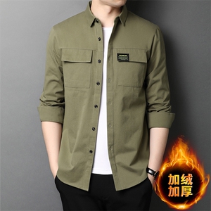 YL6977男士2023年冬季长袖加绒衬衫商务休闲修身衬衣P70图片