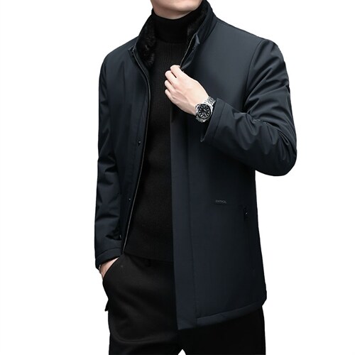 中年男脱卸水貂毛领尼克服冬季爸爸冬装休闲款外套YLW-20598-P610图片
