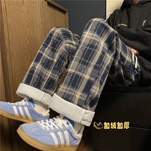 抖音品质冬季新款加绒保暖格子宽松休闲裤B315-K862JR-p65控88图片