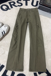 B221 美式ins高街斜切宽松直筒洗褪工装牛仔裤 LK25610-特P48控88图片