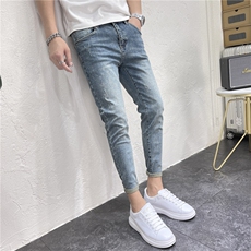 2024秋季新款百搭修身牛仔裤男休闲高弹小脚裤九分D311G2332P85，男装牛仔裤，电商D311
