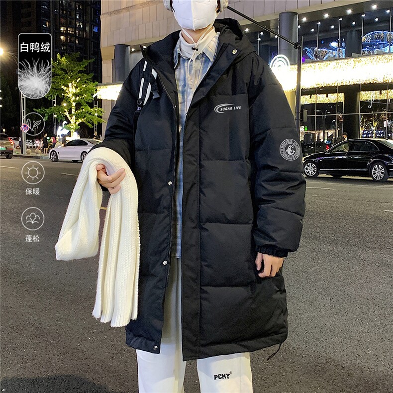 港风夜景 标50白鸭绒宽松长款连帽羽绒服 YR1880 P225控298图片