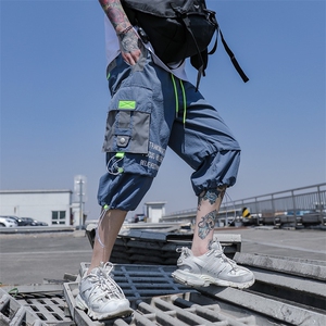 2021夏季新款潮牌工装裤男士潮流个性插色七分裤 A438-C3005-P45图片