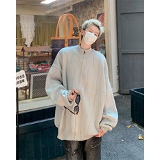 日系秋冬季毛衣宽松休闲港风纯色针织衫外套男1001-1-M6026-P62，男装针织衫/毛衣，星座1001-1