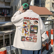 ！23秋季新款宽松大码港风蜡笔小新夹克外套JK16102-P50控68，男装夹克，星座508（原C305）