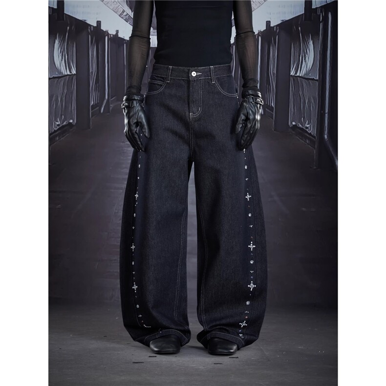 重工手工钉珠百搭个性休闲街头裤子直筒牛仔裤NN021，男装牛仔裤，星座516A