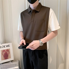 2025夏季新款社会小伙假两件polo衫男短袖T恤TX04P68控98，男装Polo衫，电商B276A