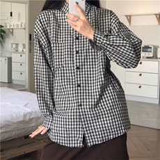 夏日韩版格子蓝色衬衫女宽松男友风衬衣宽松显瘦防晒开衫垂感外套，男装防晒衣，星座1210-1