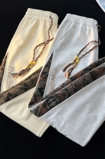 8XL-M民族拼接刺绣束脚卫裤男冬加绒加厚大码运动裤KZ024P45，男装休闲裤，电商B312