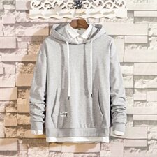 马切达黑墙日系复古欧美街头潮牌运动大码假两件连帽卫衣W121，男装卫衣，电商A021A