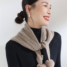 2025秋冬季时尚百搭通勤简约休闲带球三角围巾，围巾，思琳羊绒