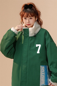 中性22冬季新品双面穿羊羔毛拼接设计立领棉衣外套MY226P135K168图片