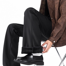 cleanfit黑色微喇弯刀西裤美式高街裤子男直筒休闲西装裤KZ058P50，男装西服套装，电商B312