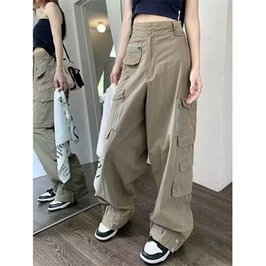 DA752-P45美式工装男女裤春秋季宽松直筒拖地阔腿长裤-网图现货图片