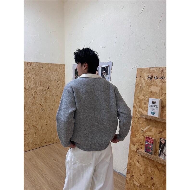 2025秋冬纯色简约基础圆领男士毛衣保暖宽松休闲上衣毛线衣,男装针织衫/毛衣,星座1210-1