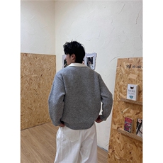 2025秋冬纯色简约基础圆领男士毛衣保暖宽松休闲上衣毛线衣，男装针织衫/毛衣，星座1210-1