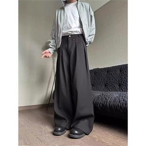 K335-P34 立体解构小众设计垂坠感阔腿裤男女直筒休闲裤图片