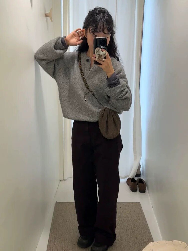 2025年秋季时尚百搭通勤简约休闲宽松羊毛衫，女装羊毛衫，恩泰羊绒