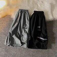 工装短裤男潮牌日系宽松ins百搭夏季薄款中裤D1009P28图片