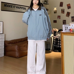 美式复古棒球服外套春秋款时尚小众宽松百搭双面穿薄款情侣款夹克图片