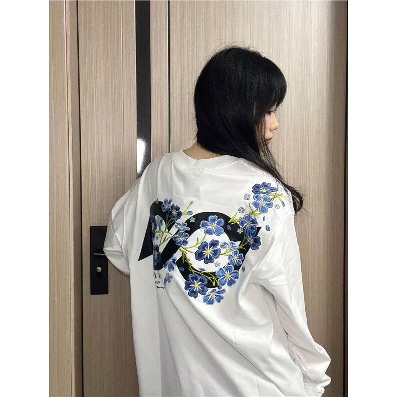 潮美式重工刺绣花卉长袖卫衣女春秋薄款街头设计感情侣潮牌上衣,男装卫衣,星座1210-1