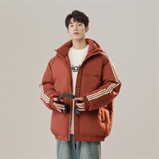 冬季港风三条杠撞色连帽棉衣加绒加厚拼色加厚棉衣外套MY6088P90，男装棉衣，电商A128