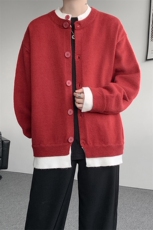 假两件高级感叠穿毛衣男美式针织开衫外套男MY1232-P78，男装针织衫/毛衣，电商D206-1