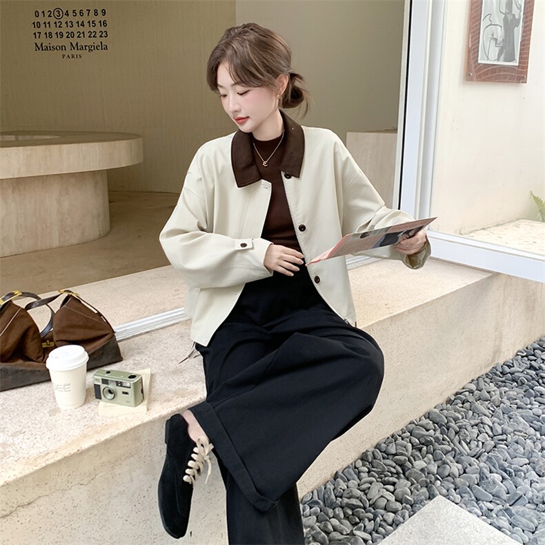 新款【现货】杏色韩系简约款192-628P160K228,女装风衣,浙宝192（原082）