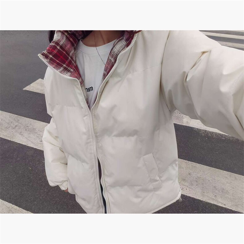 2025中性款撞色格子棉衣女装面包服加厚保暖中性款棉服P39-1661,男装棉衣,星座207