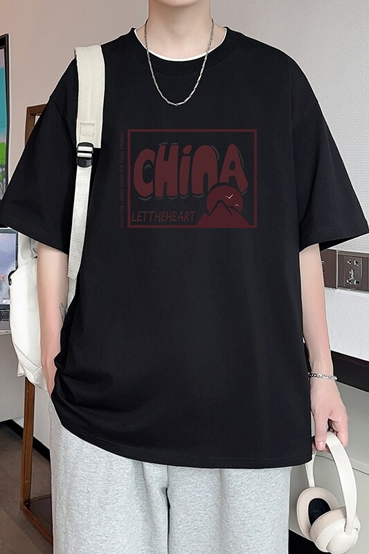 短袖男t恤纯棉夏季宽松2025新款打底衫百搭青少年体恤潮TX408-P25,男装T恤,星座505-3