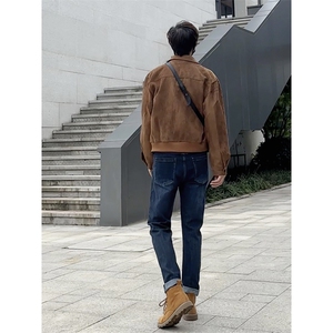 搭配马丁靴的牛仔裤男秋冬修身休闲裤机车风痞帅1412-2/505/P65图片