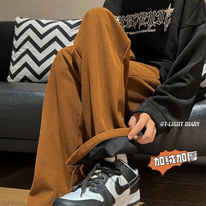 B221美式ins高街加绒加厚拉链灯芯绒休闲裤LK22089-P60控78,白色包臀牛仔裤搭配图片