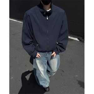 JK006-P65控118 秋季老钱风复古宽松外套男cleanfit立领短款夹克图片