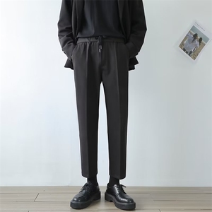 主风秋冬季毛呢裤子男士韩版修身小脚休闲直筒加厚九分小西裤M3图片