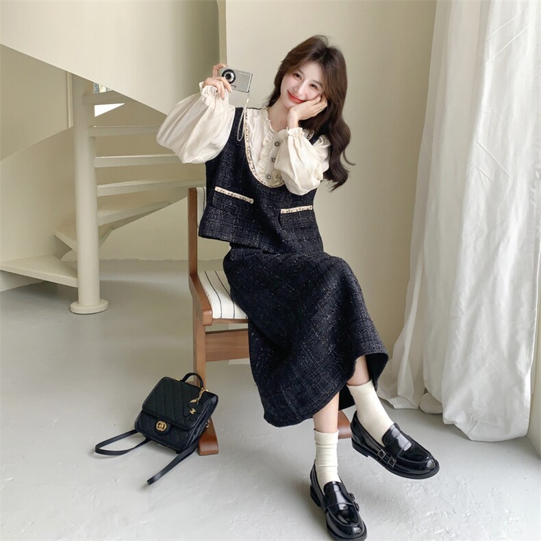26春新款现-法式小香风高级感假两件优雅半裙套装2612-P175K288,女装套装/套裙,2B190