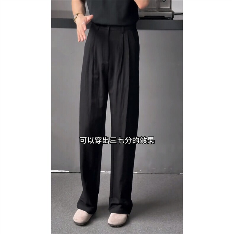 【量大价优】亚麻凉感休闲西裤复古宽松直筒阔腿裤K06028P55,男装西裤,星座1004（原星座815-3）