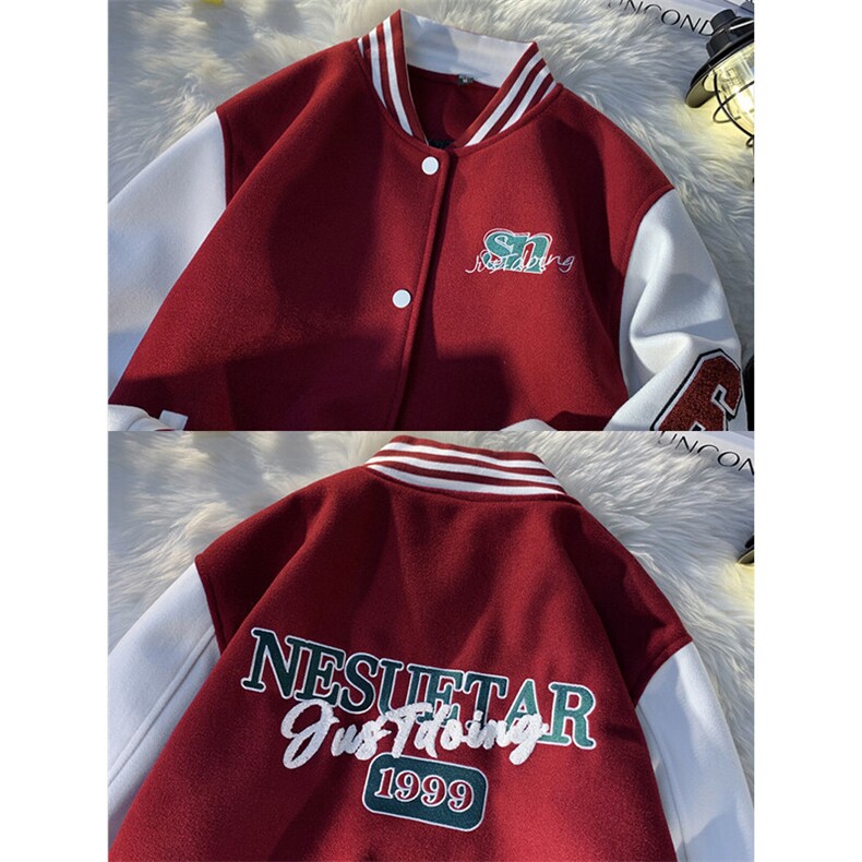 经典款宽松宽松外套新潮设计撞色贴布时尚棒球服HY202P108控138，女装短外套，电商A102B