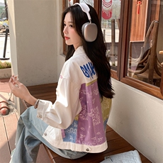 美式中袖爆款牛仔外套女2025春秋季新款韩版简约宽松时尚夹克上衣，女装短外套，纯色衣恋