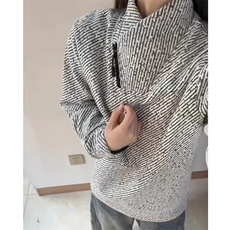 小香风斜拉链条纹卫衣男款加绒内搭打底衫雪尼尔立领长袖WY66，男装T恤，星座1116A（原606A-3）