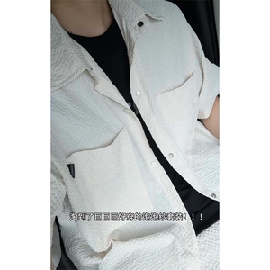 夏季林社长同款泡泡格短袖男女工装短袖衬衫套装TZ555-P55图片