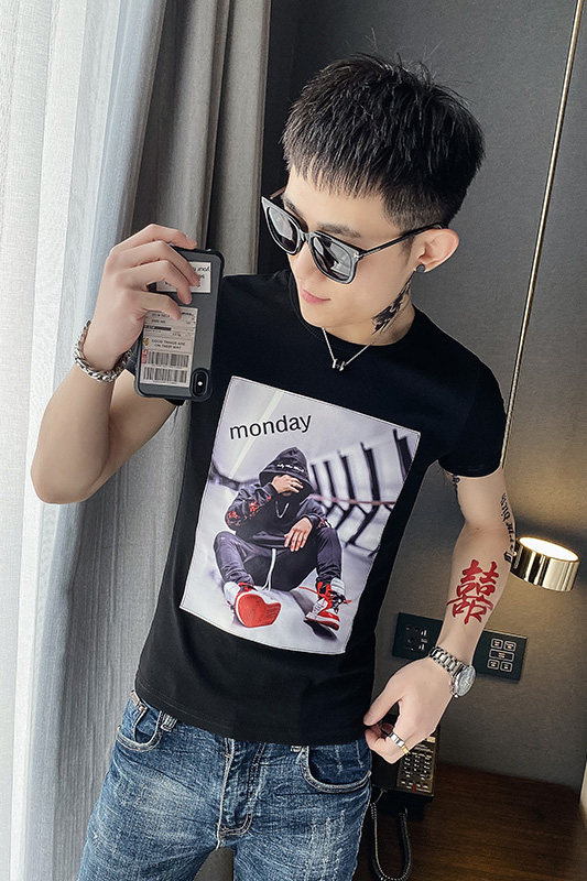 312A-6312-P35新款社会小伙短袖T恤修身男士潮流半袖体恤G,男装T恤,星座312A-5