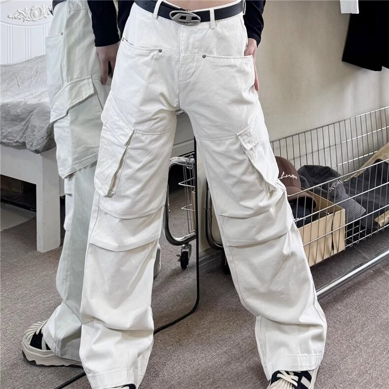 日系复古工装裤男女春季潮牌宽松直筒裤子小众设计高级感休闲长裤图片