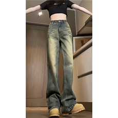 抖音品质春季新款美式高街复古微喇牛仔裤B315-K24017-P60控78，男装牛仔裤，电商B315