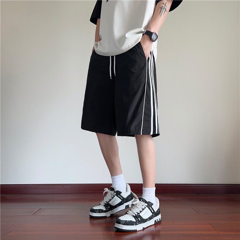 抖音品质夏季新款潮流冰丝条纹宽松短裤B315-K24158-特p30控58,男装牛仔裤,电商B315