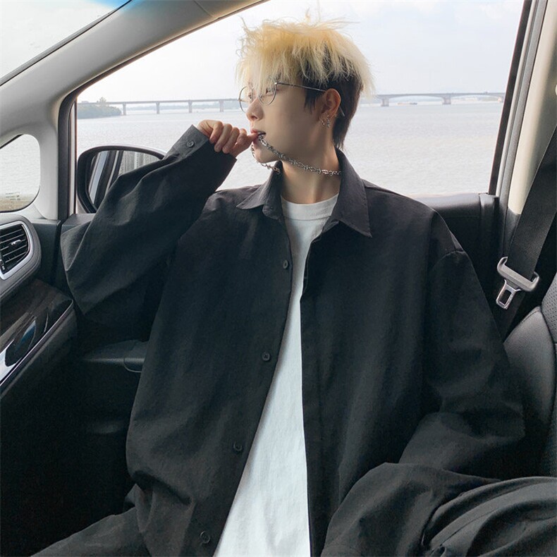 ！2025春季新款男士纯色长袖衬衣简约白衬衫CS06特P35,男装衬衫,电商B220